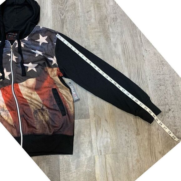 NWT Galaxy by harvic full zip American flag hoodie size s - Picture 6 of 13